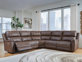Bleckley Espresso 5-Piece Power Reclining Sectional (Online Special Price) - Ornate Home