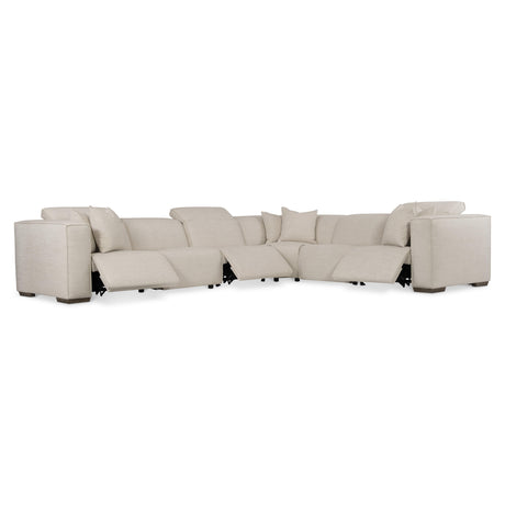 Bliss White/Cream 6-Piece Fabric Power Motion Sectional - Ornate Home