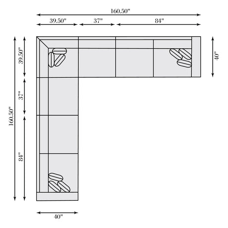 Bliss White/Cream Fabric Sectional - Ornate Home