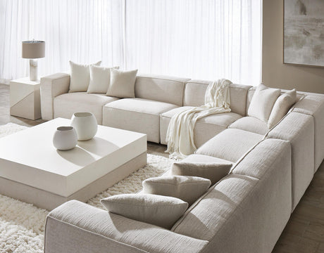 Bliss White/Cream Fabric Sectional - Ornate Home