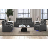 Blitz Simba Slate/Black Welt Motion Loveseat with Console, and LED - Ornate Home