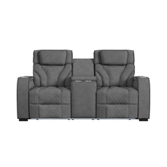 Blitz Simba Slate/Black Welt Motion Loveseat with Console, and LED - Ornate Home