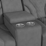 Blitz Simba Slate/Black Welt Motion Loveseat with Console, and LED - Ornate Home