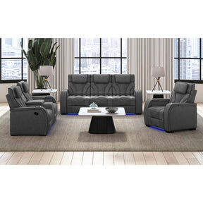 Blitz Simba Slate/Black Welt Motion Recliner with LED - Ornate Home