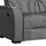 Blitz Simba Slate/Black Welt Motion Sofa with DDT, Reading Light, Wireless Charger and LED - Ornate Home
