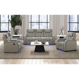 Blitz Simba Taupe/Black Welt Motion Loveseat with Console, and LED - Ornate Home