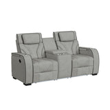 Blitz Simba Taupe/Black Welt Motion Loveseat with Console, and LED - Ornate Home