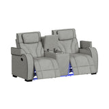 Blitz Simba Taupe/Black Welt Motion Loveseat with Console, and LED - Ornate Home