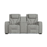 Blitz Simba Taupe/Black Welt Motion Loveseat with Console, and LED - Ornate Home