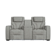 Blitz Simba Taupe/Black Welt Motion Loveseat with Console, and LED - Ornate Home