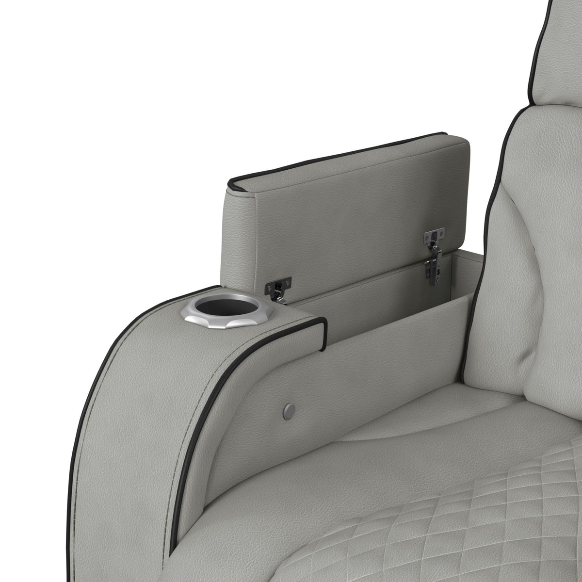 Blitz Simba Taupe/Black Welt Motion Loveseat with Console, and LED - Ornate Home