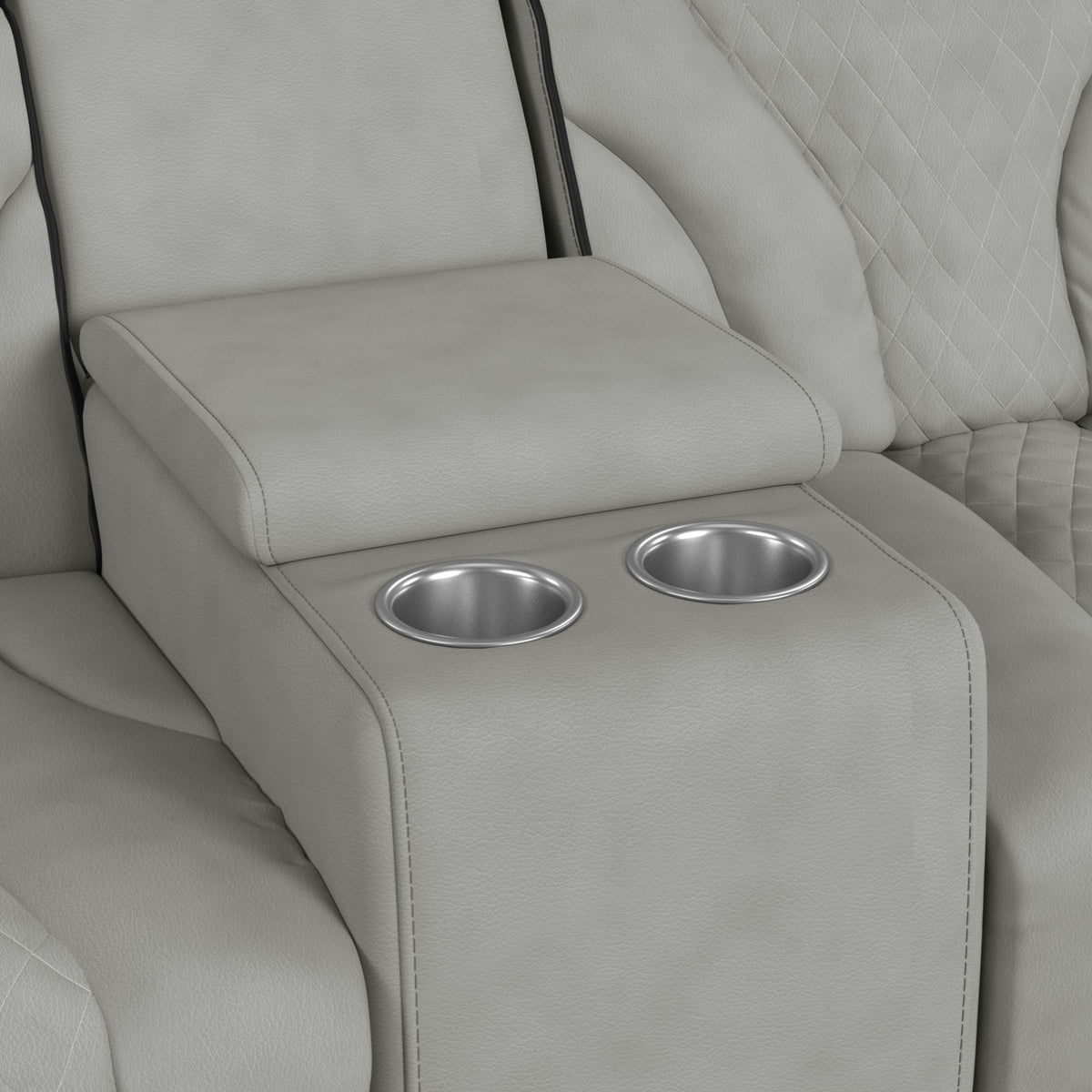 Blitz Simba Taupe/Black Welt Motion Loveseat with Console, and LED - Ornate Home
