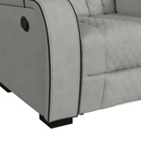 Blitz Simba Taupe/Black Welt Motion Loveseat with Console, and LED - Ornate Home