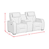 Blitz Simba Taupe/Black Welt Motion Loveseat with Console, and LED - Ornate Home