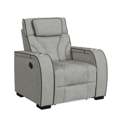 Blitz Simba Taupe/Black Welt Motion Recliner with LED - Ornate Home
