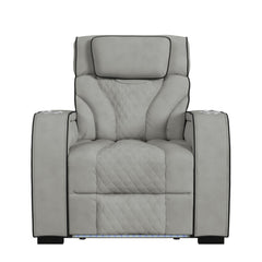 Blitz Simba Taupe/Black Welt Motion Recliner with LED - Ornate Home