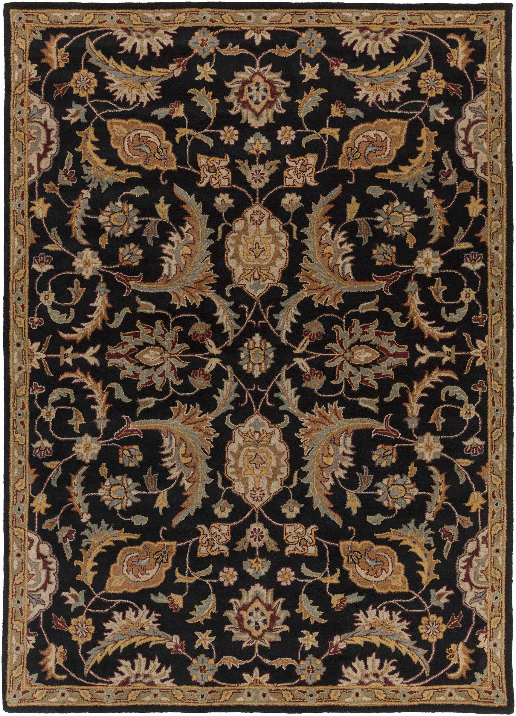 Blomkest Black&Yellow Traditional Wool Carpet - Ornate Home