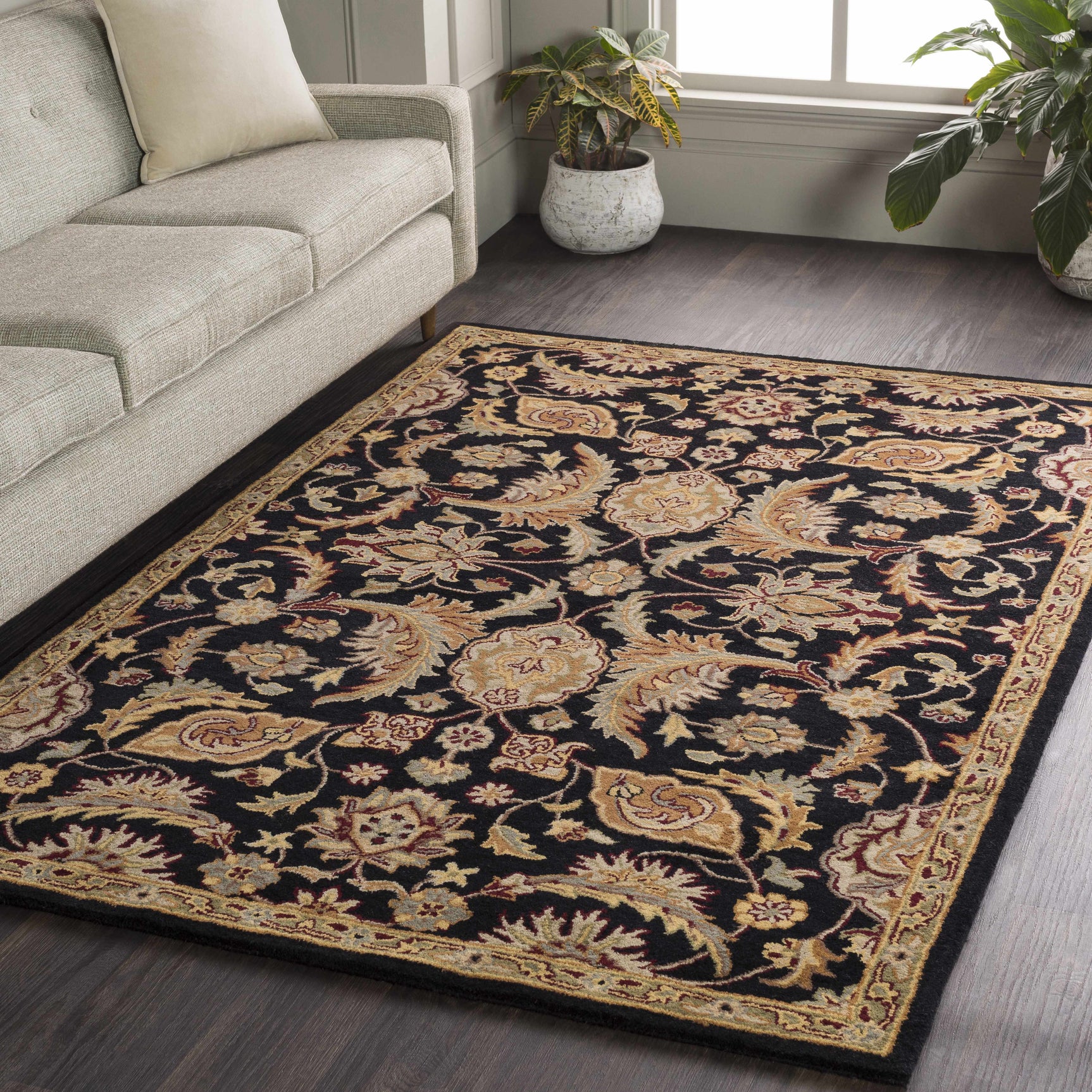 Blomkest Black&Yellow Traditional Wool Carpet - Ornate Home