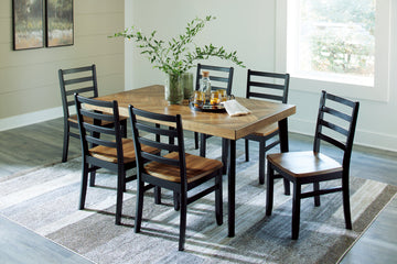 Blondon Brown & Black Dining Room Set (Set of 7) - Ornate Home