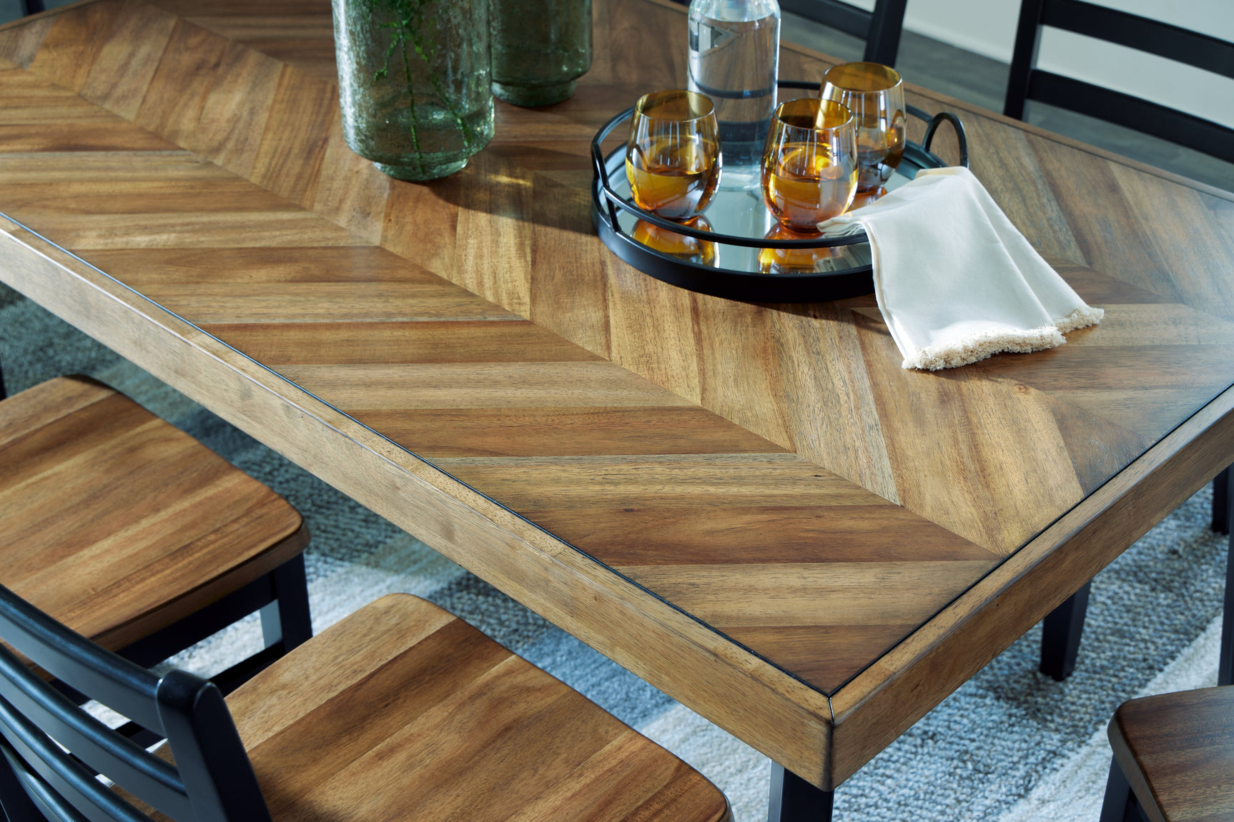 Blondon Brown & Black Dining Room Set (Set of 7) - Ornate Home