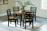 Blondon Brown & Black Round Dining Room Set (Set of 5) - Ornate Home