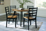 Blondon Brown & Black Round Dining Room Set (Set of 5) - Ornate Home