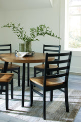 Blondon Brown & Black Round Dining Room Set (Set of 5) - Ornate Home
