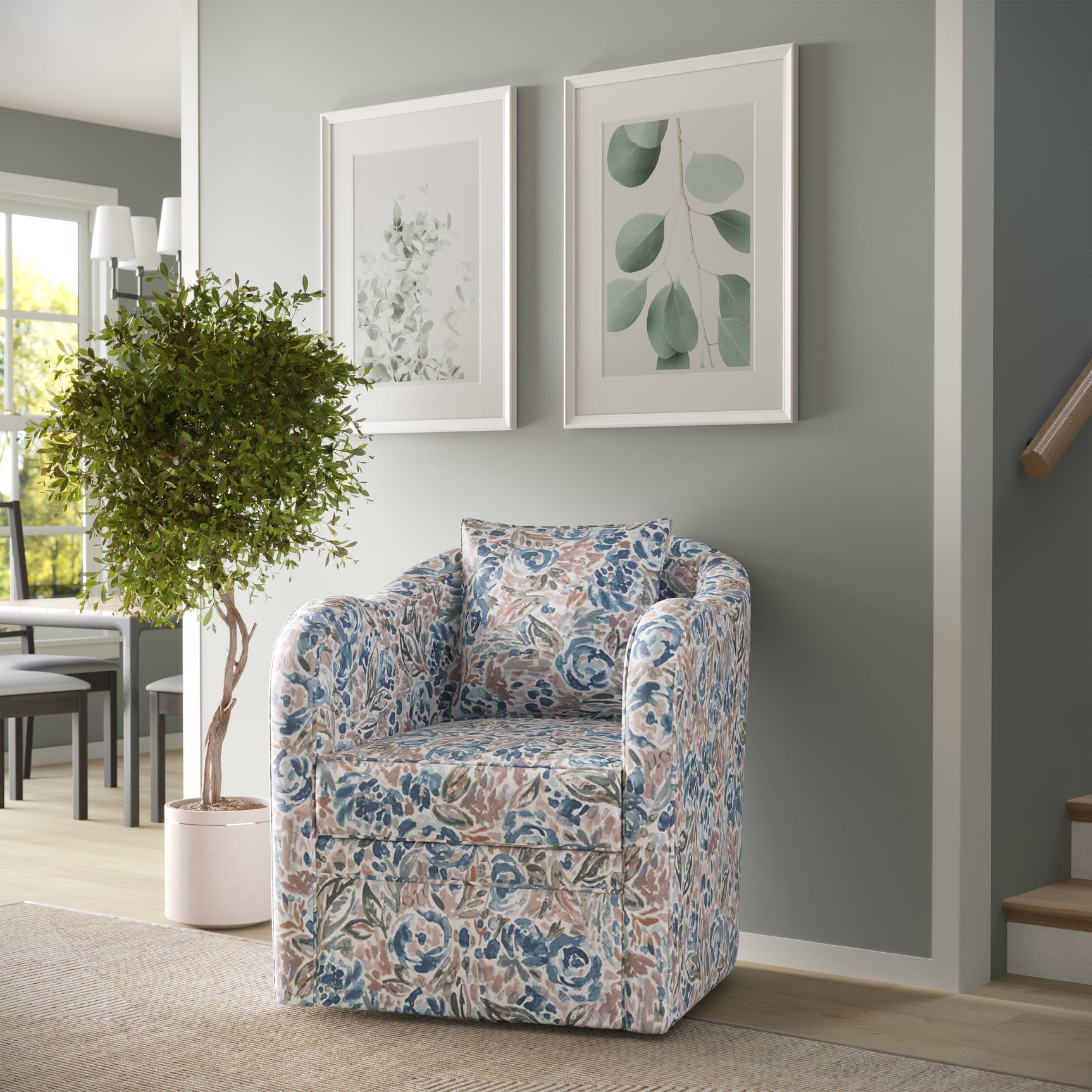 Bloom Blue Swivel Accent Chair - Ornate Home