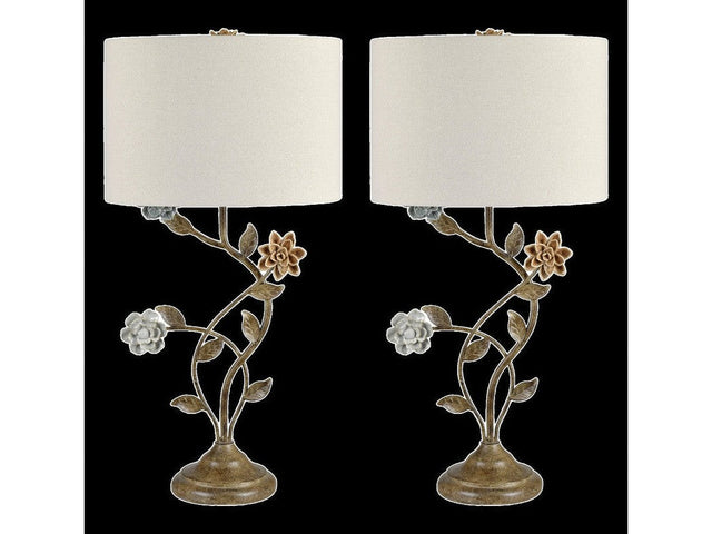 Bloom Natural/Brass Table Lamp (Set of 2) - Ornate Home