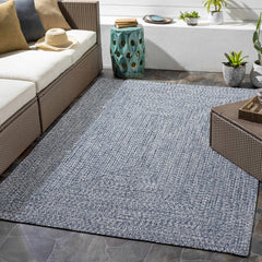 Blue Braided Faux Jute Outdoor Rug - Ornate Home
