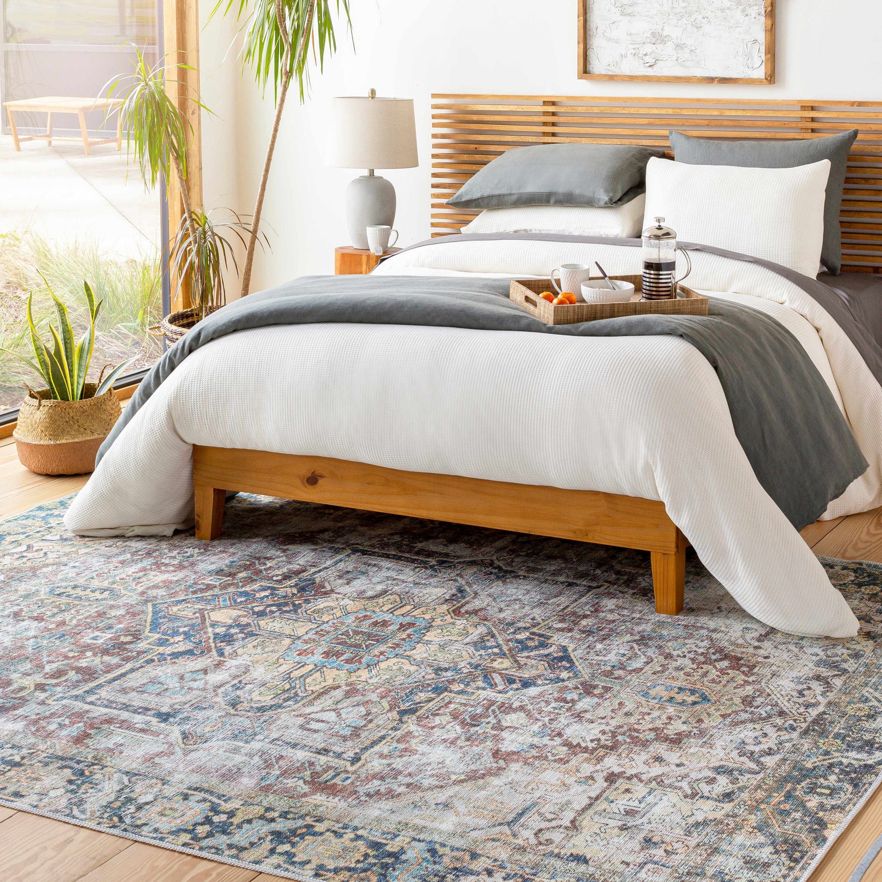 Blue Catigpian Distressed Washable Area Rug - Clearance - Ornate Home