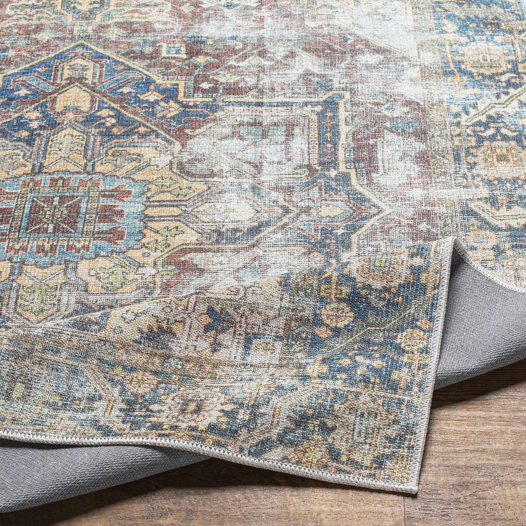 Blue Catigpian Distressed Washable Area Rug - Clearance - Ornate Home