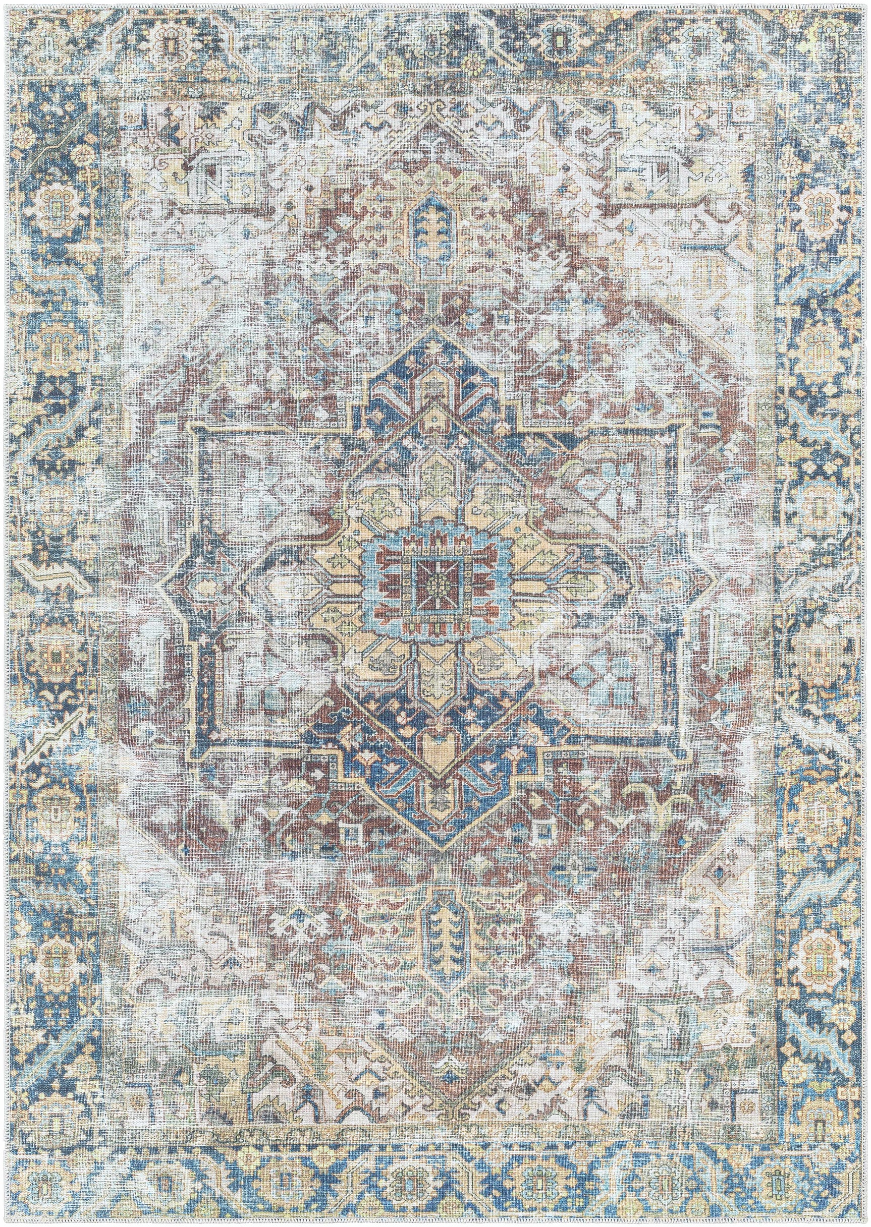 Blue Catigpian Distressed Washable Area Rug - Clearance - Ornate Home