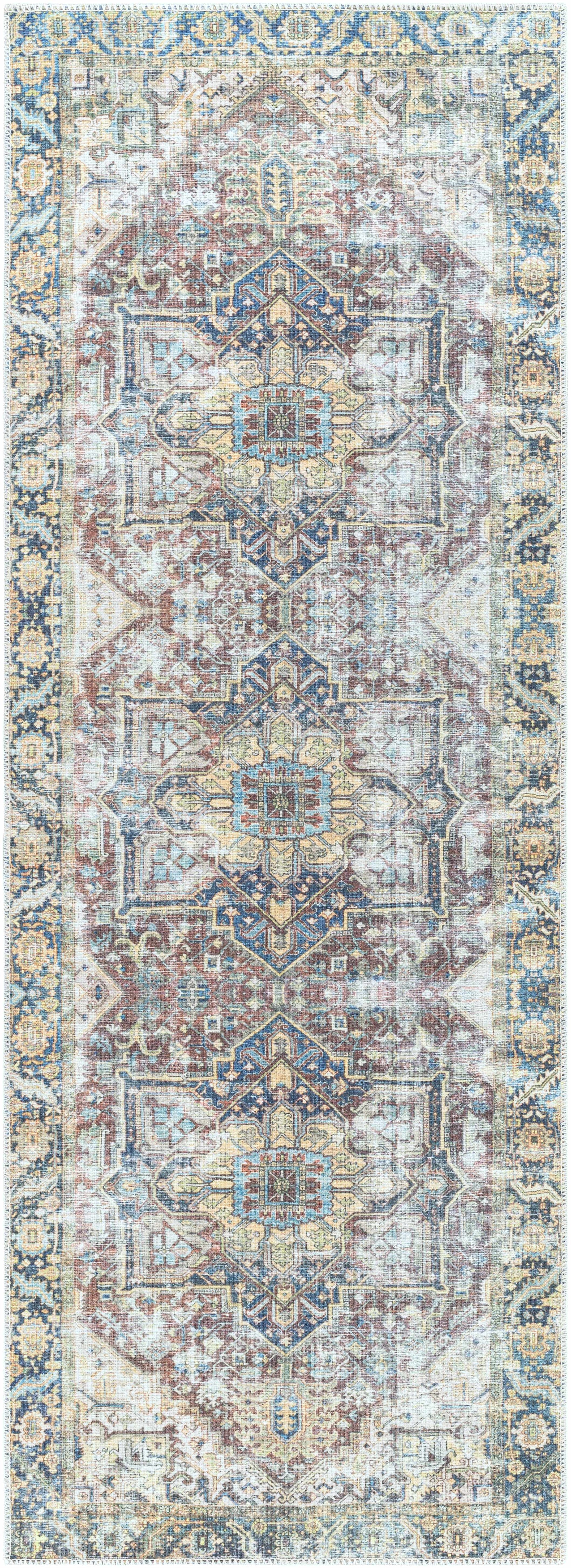 Blue Catigpian Distressed Washable Area Rug - Clearance - Ornate Home