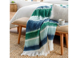 Blue Green White Fleece Throw Blanket - Ornate Home
