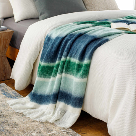 Blue Green White Fleece Throw Blanket - Ornate Home