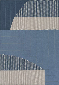 Blue Hanwood Wool Blend Braided Area Rug - Clearance - Ornate Home