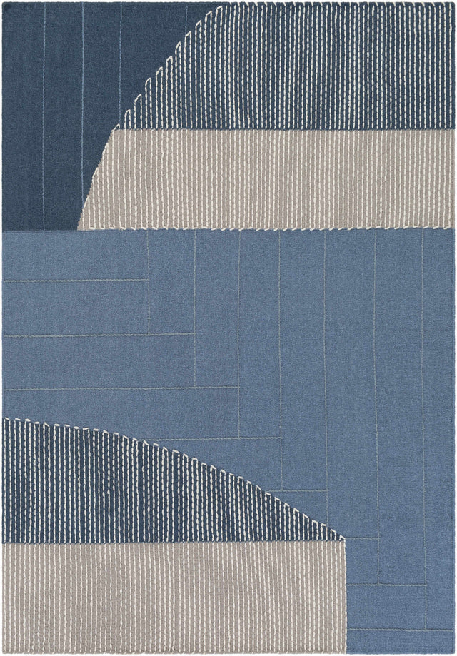 Blue Hanwood Wool Blend Braided Area Rug - Clearance - Ornate Home