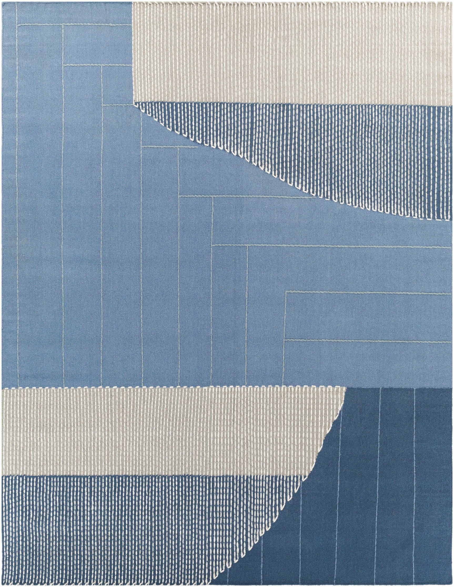 Blue Hanwood Wool Blend Braided Area Rug - Clearance - Ornate Home