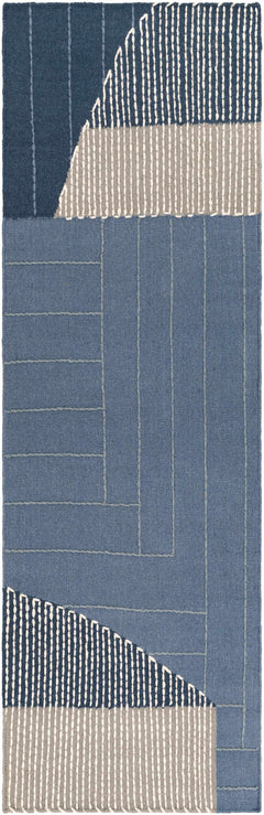 Blue Hanwood Wool Blend Braided Area Rug - Clearance - Ornate Home