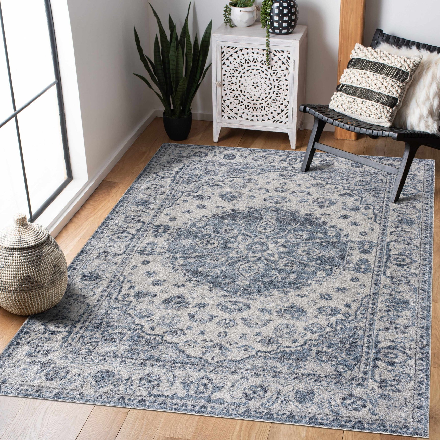 Blue Hiti Washable area rug - Clearance - Ornate Home
