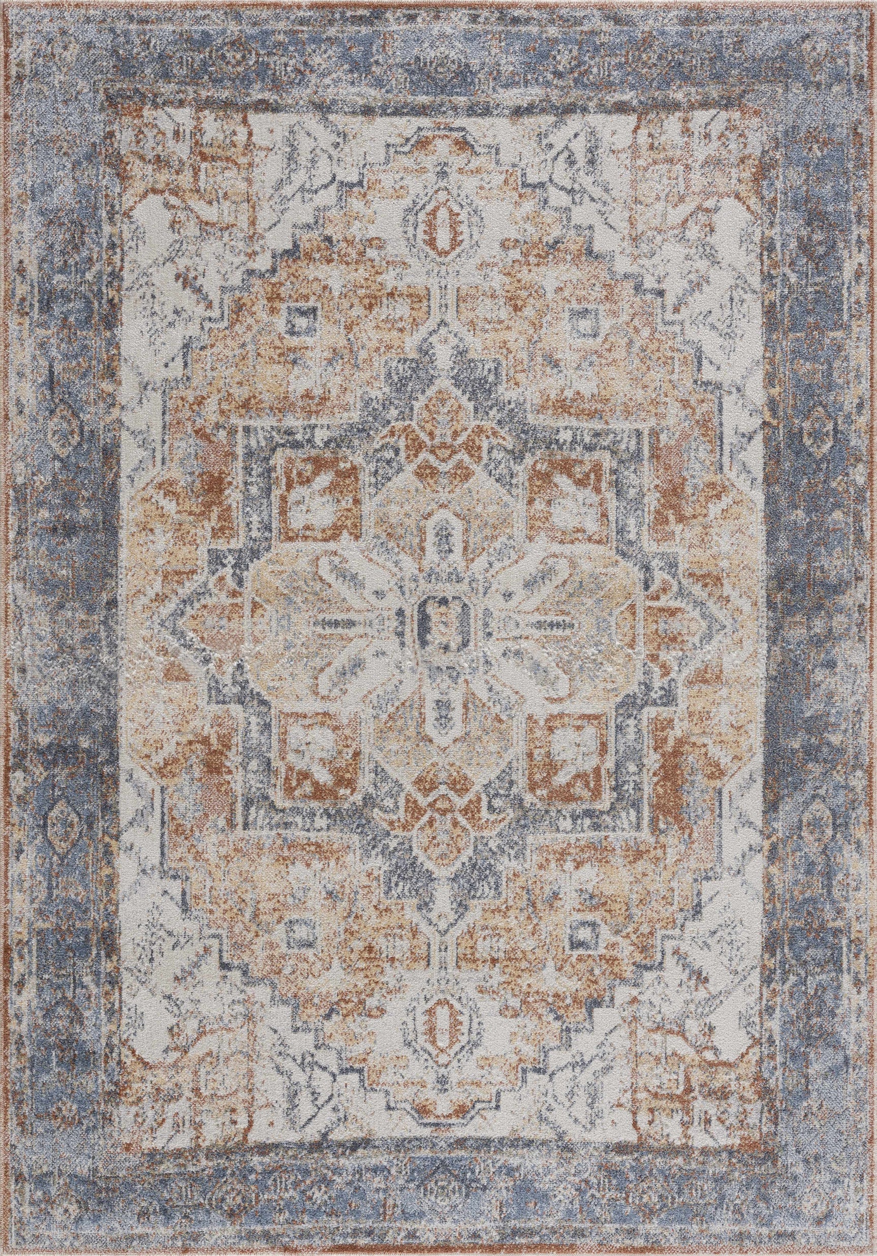 Blue Orange Hera Washable area rug - Clearance - Ornate Home