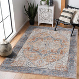 Blue Orange Hera Washable area rug - Clearance - Ornate Home