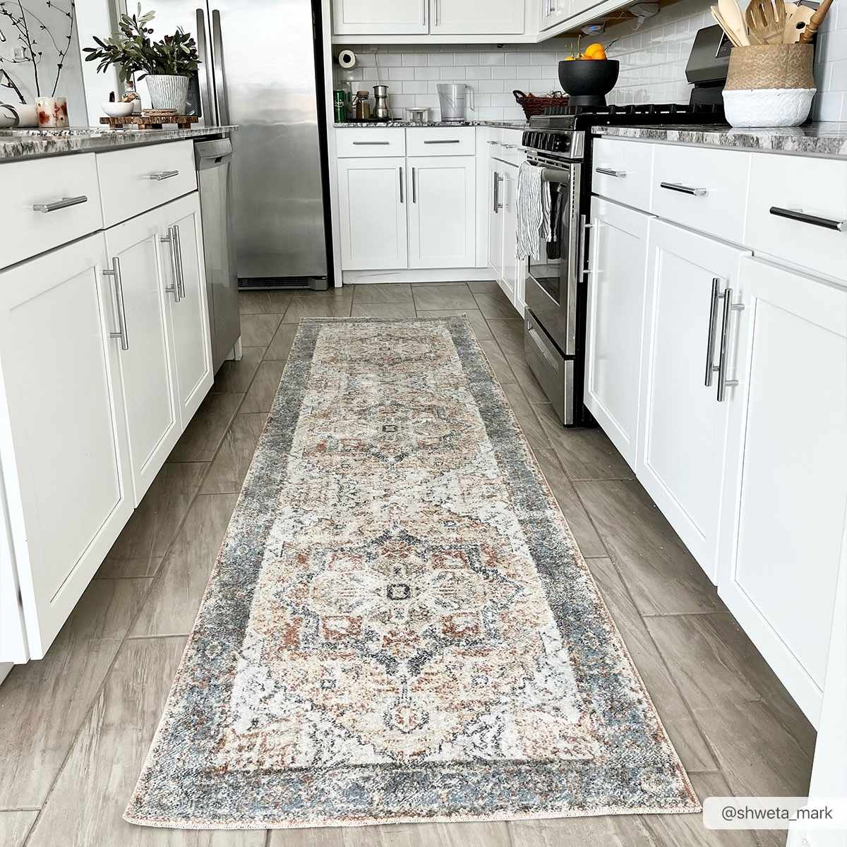 Blue Orange Hera Washable area rug - Clearance - Ornate Home