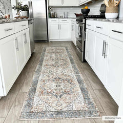 Blue Orange Hera Washable area rug - Clearance - Ornate Home