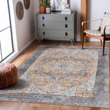 Blue Orange Hera Washable area rug - Clearance - Ornate Home