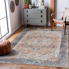 Blue Orange Hera Washable area rug - Clearance - Ornate Home