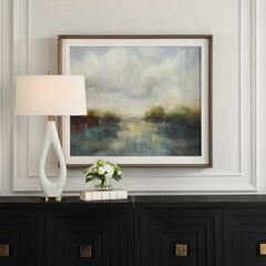 Blue Reverie Multicolor Framed Abstract Lake Print - Ornate Home