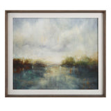 Blue Reverie Multicolor Framed Abstract Lake Print - Ornate Home