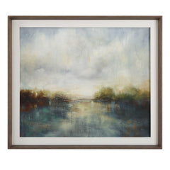 Blue Reverie Multicolor Framed Abstract Lake Print - Ornate Home